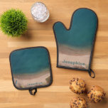 Personalized Sandy Beach Ocean Scene Oven Mitt & Pot Holder Set<br><div class="desc">Personalized Sandy Beach Ocean Scene Oven Mitt & Pot Holder Set</div>