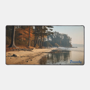 Personalized Sandy Beach with Trees Desk Mat