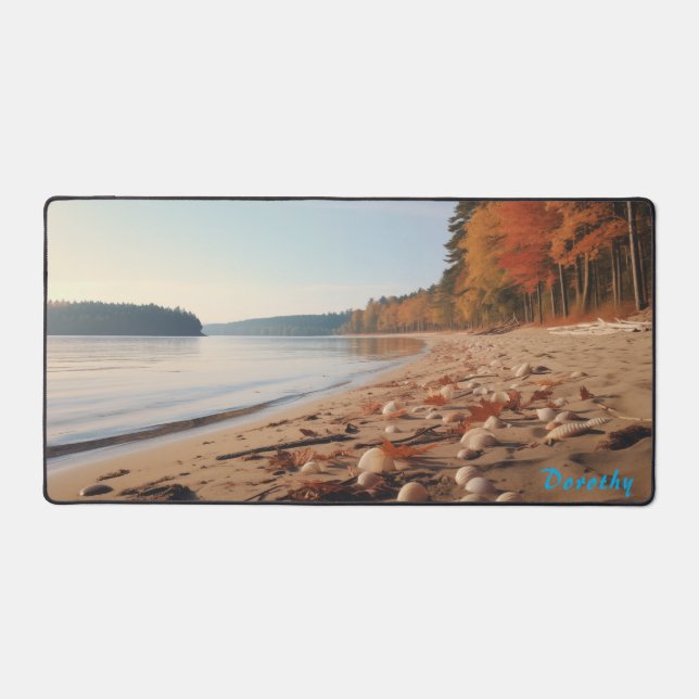 Personalized Sandy Beach with Trees Desk Mat (Front)