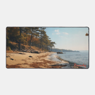 Personalized Sandy Beach with Trees Desk Mat