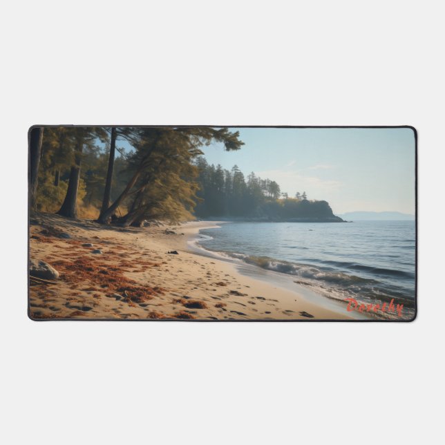 Personalized Sandy Beach with Trees Desk Mat (Front)