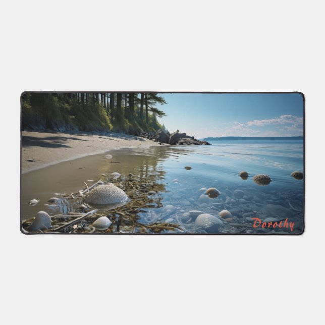 Personalized Sandy Beach with Trees Desk Mat (Front)