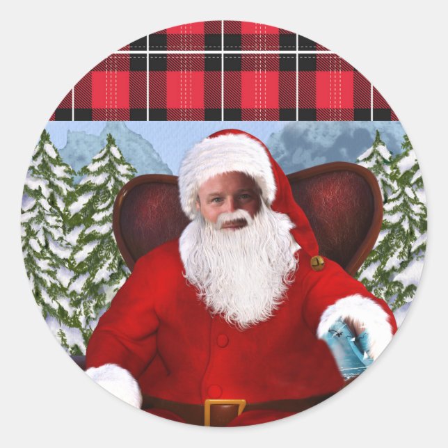 Personalized Santa Add your photo Classic Round Sticker (Front)