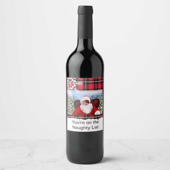 Personalized Santa Add your photo Wine Label (Front)
