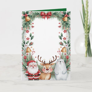 Personalized Santa and Friends Christmas Card