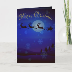 Personalized Santa and his sleigh Christmas Holiday Card