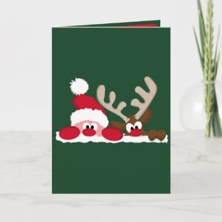Personalized Santa and Reindeer Christmas Card