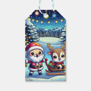 Personalized Santa and Reindeer Christmas Gift Tags