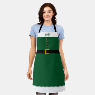 Personalized Santa Apron-Christmas-Emerald Green- Apron