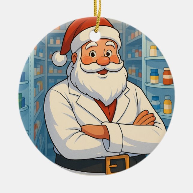Personalized Santa as a Pharmacist Ornament (Front)