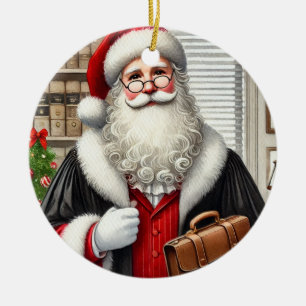 Personalized Santa as an Attorney Ceramic Ornament
