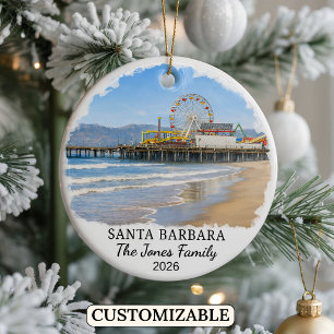 Personalized Santa Barbara Ornament, California Ceramic Ornament