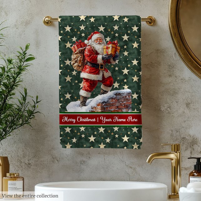 Personalized Santa Bath Towels in Trendy Colours (Personalized Santa Bath Towels in Trendy Colors)