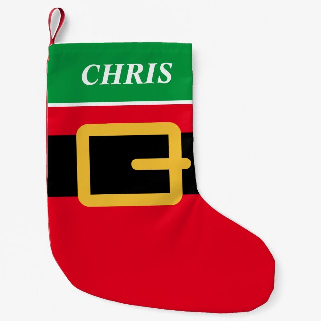 Personalized Santa belt small Christmas stocking (Front)