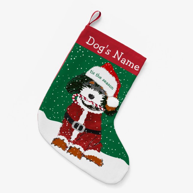 Personalized Santa  Bernedoodle  Small Christmas Stocking (Front (Hanging))