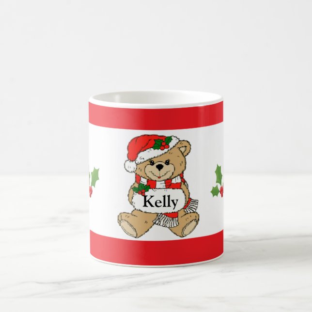 Personalized Santa Christmas Bear Coffee Mug (Center)