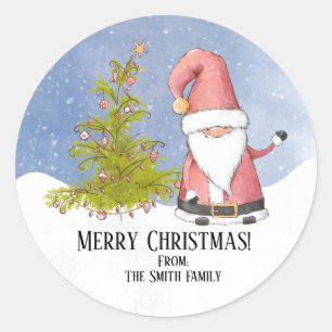 Personalized Santa Christmas Classic Round Sticker