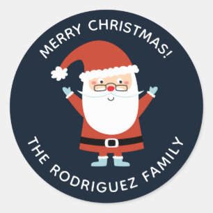 Personalized Santa Christmas Classic Round Sticker