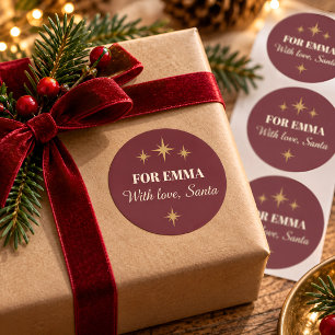 Personalized Santa Christmas Gift Round Sticker