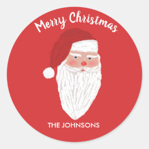 Personalized Santa Christmas Holiday Sticker - Red