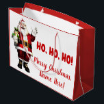 Personalized Santa Christmas Large Gift Bag<br><div class="desc">Santa gift bags with jolly Santa Claus on a fest red and white background. This Christmas gift bag is easily personalized with the recipients name. You can also change the background colour on this cute Santa Christmas gift bag.</div>