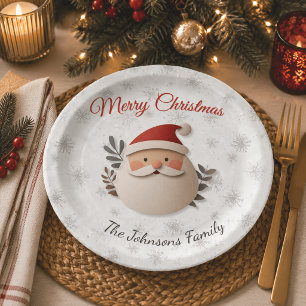 Personalized Santa Christmas Paper Plate