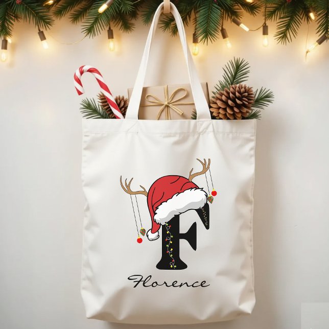 Personalized Santa Claus Bag for Mom or Friends (Christmas gift for teachers, Christmas gift for coworkers, personalized Santa tote bag for women,)