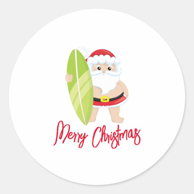 Personalized Santa Claus Christmas Classic Round Sticker (Front)