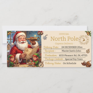 Personalized Santa Claus Delivery Note, North Pole Invitation