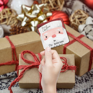 Personalized Santa Claus Merry Christmas Square Sticker
