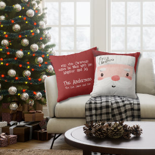 Personalized Santa Claus Merry Christmas  Throw Pillow