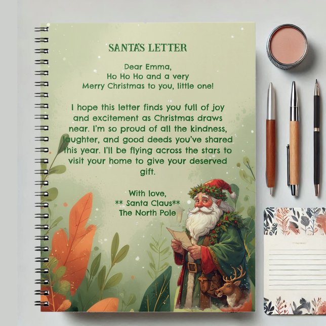 Personalized Santa Claus North Pole Reindeer Green Notebook (Personalized Santa Claus North Pole Reindeer Green Notebook)