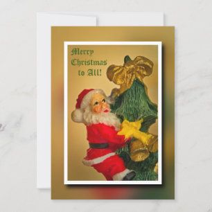 Personalized Santa Claus on Christmas Tree Vintage