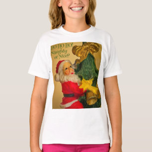 Personalized Santa Claus on Christmas Tree Vintage T-Shirt