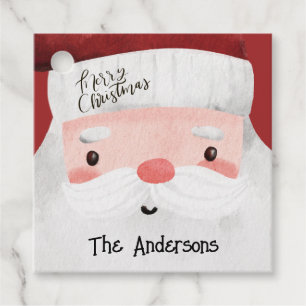 Personalized Santa Claus Watercolor Christmas Favour Tags