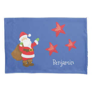Personalized Santa Claus with Stars Pillowcase
