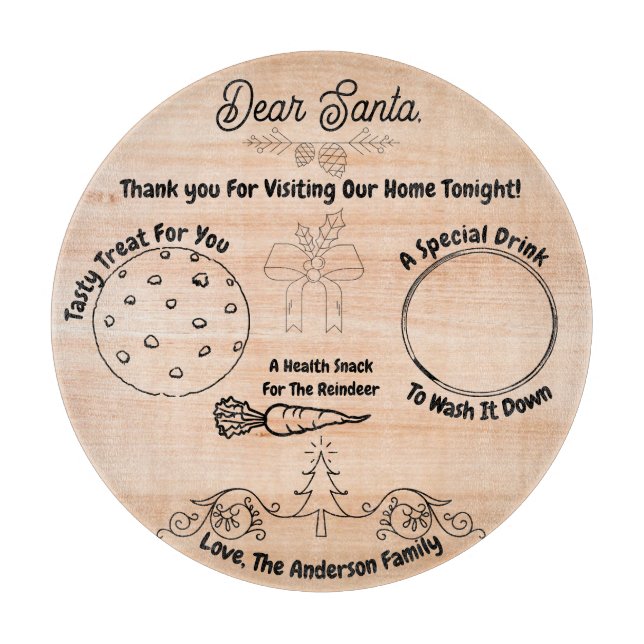 Personalized Santa Cookie Tray Cutting Board (Front)