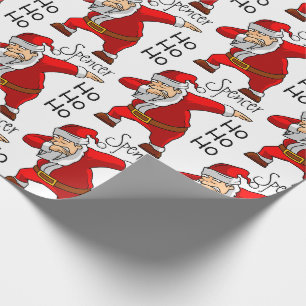 Personalized Santa Dabbing Wrapping Paper