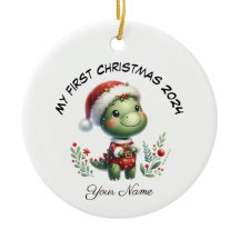 Personalized Santa Dinosaur First Christmas