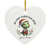 Personalized Santa Dinosaur First Christmas