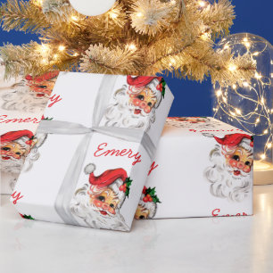 Personalized Santa Face Xmas Christmas Presents Wrapping Paper
