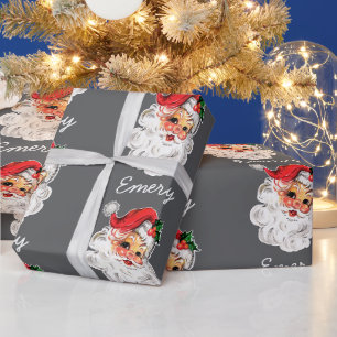 Personalized Santa Face Xmas Christmas Presents Wrapping Paper