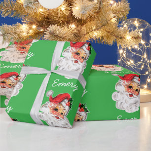 Personalized Santa Face Xmas Christmas Presents Wrapping Paper