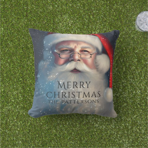 Personalized Santa Family Christmas Outdoor Pillow