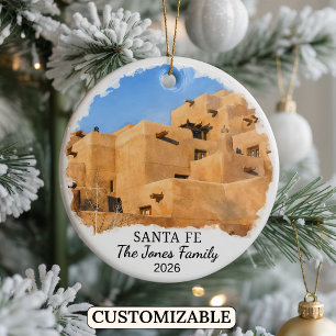 Personalized Santa Fe Ornament, Custom New Mexico Ceramic Ornament