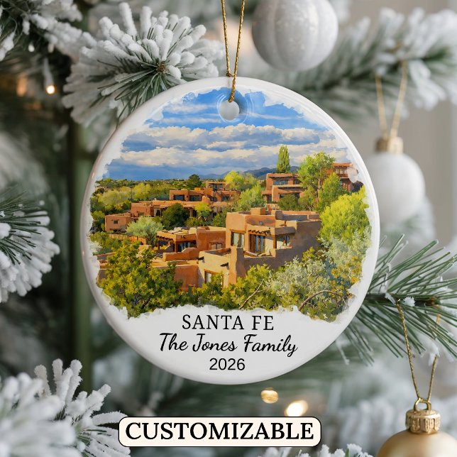 Personalized Santa Fe Ornament, Custom New Mexico Ceramic Ornament (Creator Uploaded)