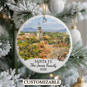 Personalized Santa Fe Ornament, Custom New Mexico Ceramic Ornament