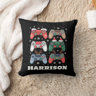 Personalized Santa Gaming Controller Gamer Xmas Throw Pillow