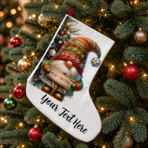 Personalized Santa Gnome Christmas Stocking