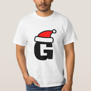 Personalized Santa hat monogram Christmas t shirt